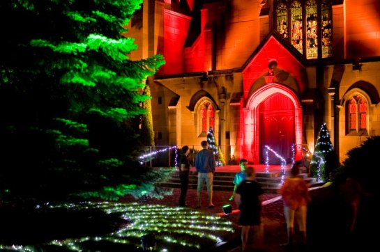 Hoskins Church at Lithgow will be lit up for Lithglo on Saturday, December 14. Photo: David Hill, Blue Mountains Lithgow & Oberon Tourism